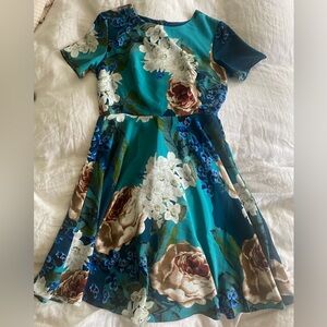 Excellent cond Anthropologie corey lynn calter 4 paeonia dress fit & flare teal